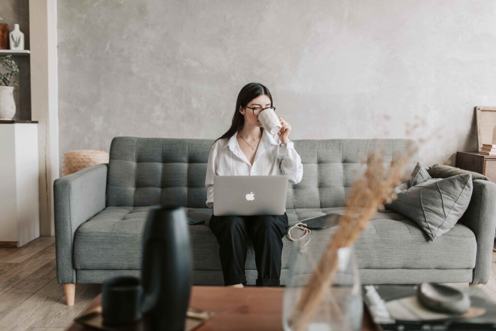 WOMAN working from home